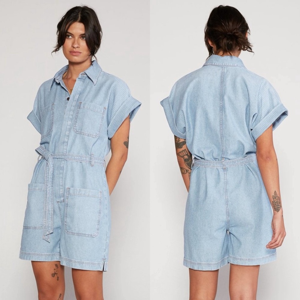 ETICA Adeya Denim Belted Romper Shortalls